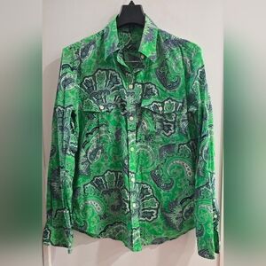 Ralph Lauren Green and Blue Paisley Men's Shirt